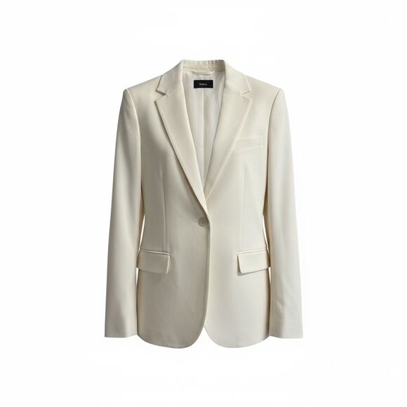 Theory Staple Blazer Admiral Crepe Rice Ivory Women’s Size 12 NWT - Picture 9 of 9